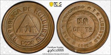 1907 1C KM-59 Large UN MS62BN