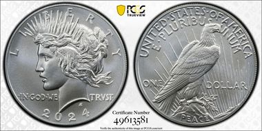2024 $1 Peace Dollar First Strike MS70