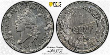 (1961) CSA 1C Bashlow Restrike, Sn MS63