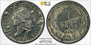 (1961) CSA 1C Bashlow Restrike, Cu-Ni-Zn MS62