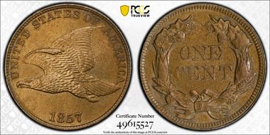 1857 1C Flying Eagle MS64