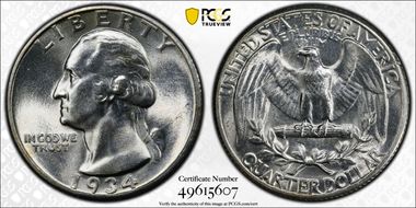 1934 25C Heavy Motto MS65