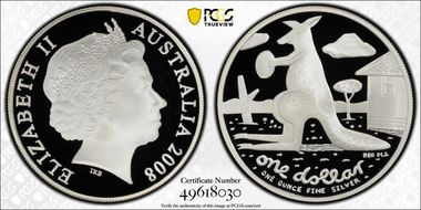 2008 $1 Kangaroo - Reg Mombassa Ag PR69DCAM