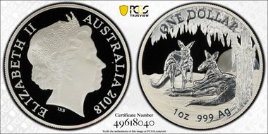 2018 $1 Kangaroo Ag-Seasons Change PR69DCAM