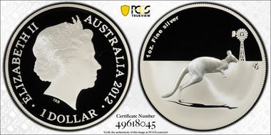 2012 $1 Kangaroo Ag F15 Privy PR67DCAM