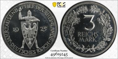 1925-A 3 Mk 1000 Years J-321 PR65CAM