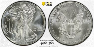 1994 $1 Silver Eagle MS67