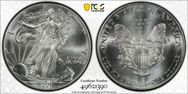 2001 $1 Silver Eagle MS69