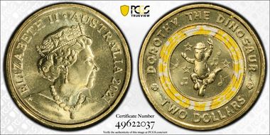 2021 $2 Wiggles-Dorothy the Dinosaur 30th Ann. Colorized MS66