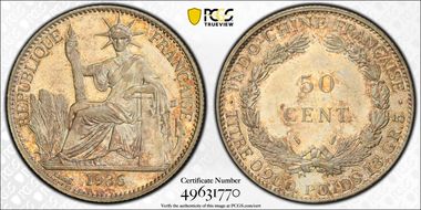 1936 50C Lec-261 AU58