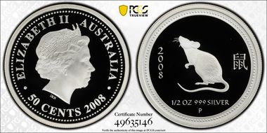 2008-P 50C Rat 2008 1/2oz Ag PR70DCAM