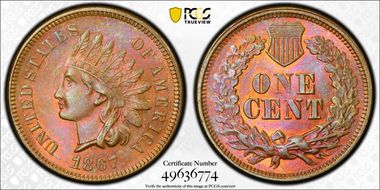 1867 1C MS66RB