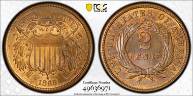 1865 2C Fancy 5 MS65RB