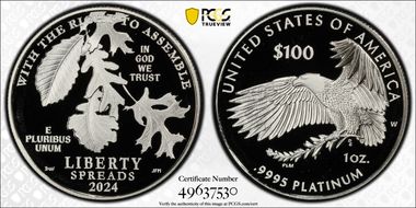 2024-W $100 Right to Assemble PR70DCAM