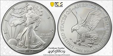2024-W $1 Burnished Silver Eagle SP70