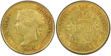 1861 4 Peso KM-144 AU55