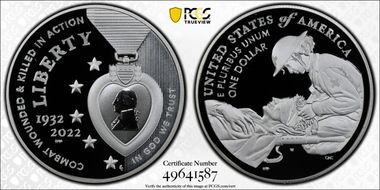 2022-W $1 National Purple Heart Hall of Honor PR69DCAM