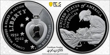 2022-W $1 National Purple Heart Hall of Honor PR69DCAM