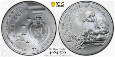 2022-W $1 National Purple Heart Hall of Honor MS70