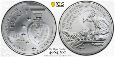 2022-W $1 National Purple Heart Hall of Honor MS69