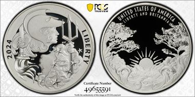 2024-P Medal Liberty & Britannia Ag First Strike PR70DCAM