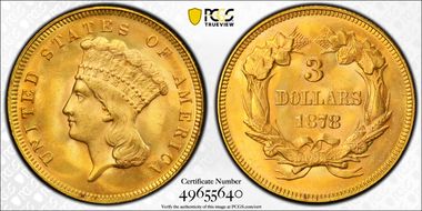 1878 $3 MS65+
