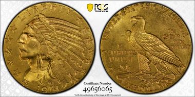 1914 $5 MS63+