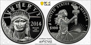 2014-W $100 Statue of Liberty First Strike PR70DCAM