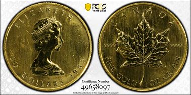 1985 $50 Maple Leaf/Au MS66