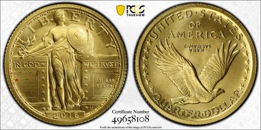 2016-W 25C 100th Anniversary Gold SP69