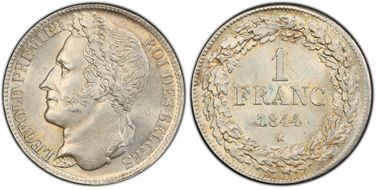 1844 1 Fr KM-7.1 Ag MS63