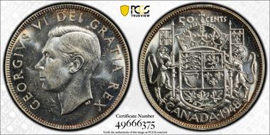 1948 50C Narrow Date MS64