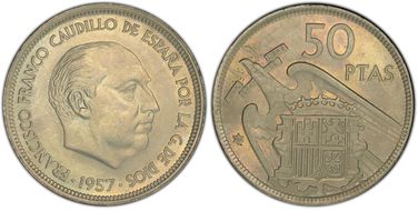 1957 50 Pta (1959) MS66