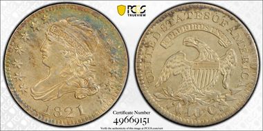 1821 10C Large Date MS64