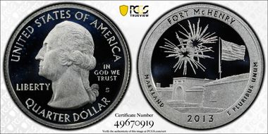 2013-S 25C Fort McHenry NP - Silver PR69DCAM