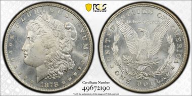 1878 8TF $1 VAM 6, Pierced Eyelid MS65