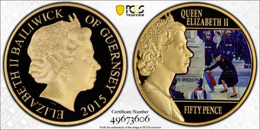 2015 50p Remembrance Day Ceremony PR70DCAM