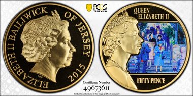 2015 50p Christmas at Sandringham Colorized, Gilt-Steel PL70