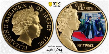 2015 50p Order of the Thistle Colorized, Gilt-Steel PL69