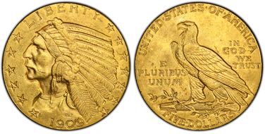 1909 $5 AU58