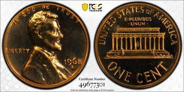 1968-S 1C PR67RD