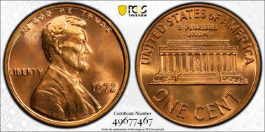 1972 1C Doubled Die Obverse MS66+ RD