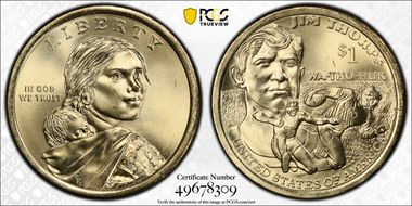 2018-P $1 Native American, Position A MS67