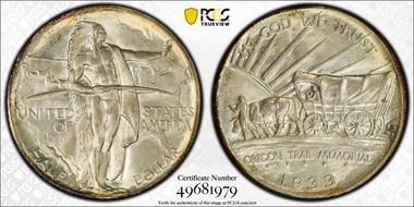 1933-D 50C Oregon MS67