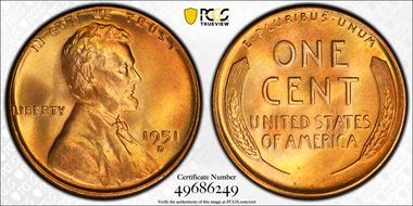1951-D 1C MS68RD