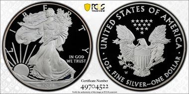 2008-W $1 Silver Eagle PR70DCAM