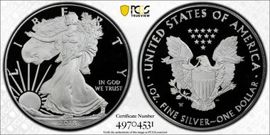 2018-W $1 Silver Eagle PR69DCAM