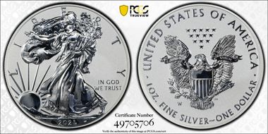 2021-W $1 Silver Eagle Rev PR - Type 1 Designer Edition PR70