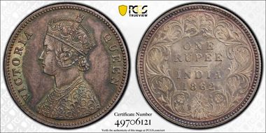 1862(C) Rupee SW-4.51 0/0 AU58