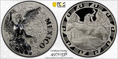 (2016)-Mo Medal "Mexican Elements" Ag 1oz Later Type PR70DCAM